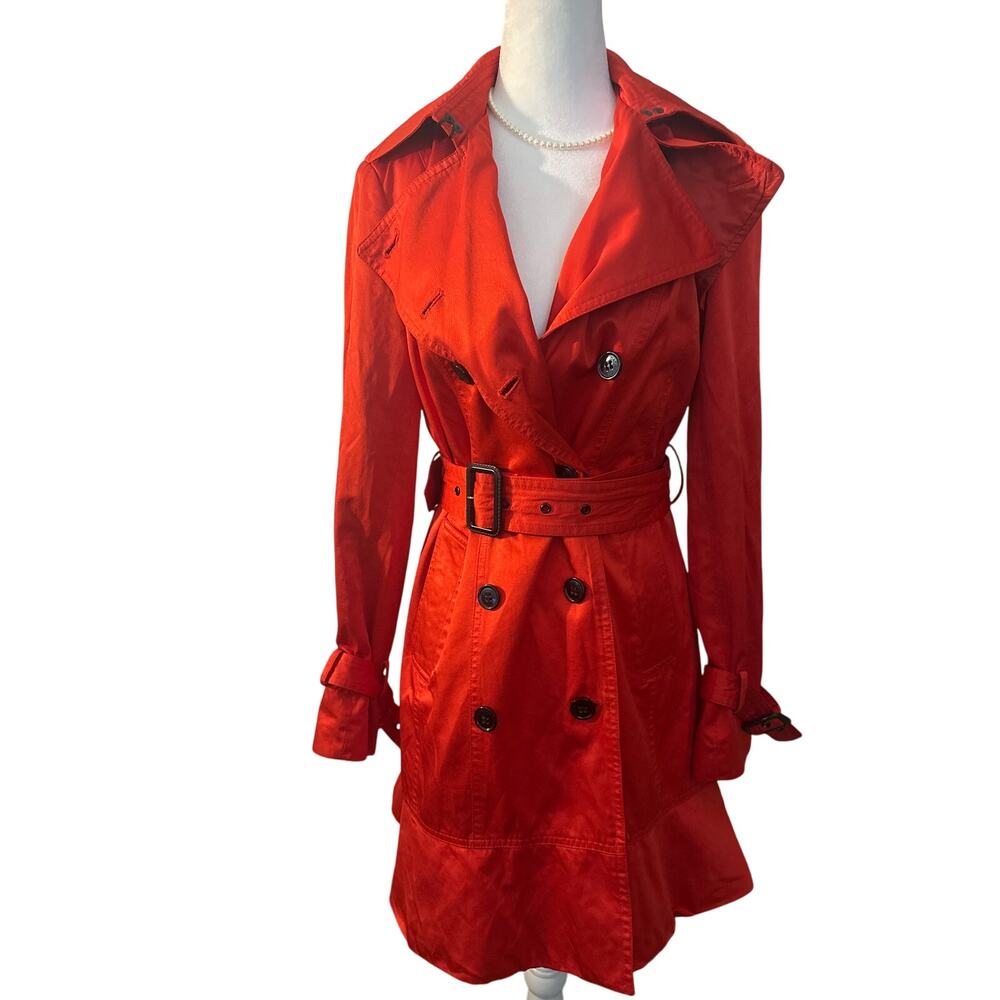 Cache Red Trench Coat Jacket With Buttons - image 3